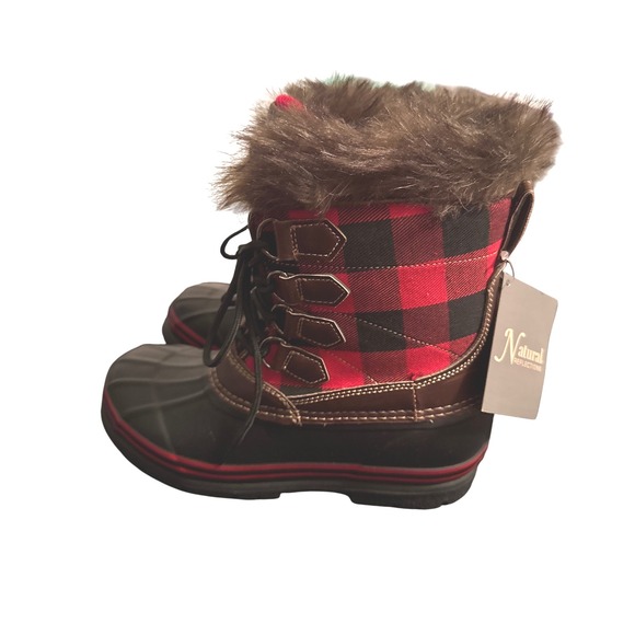 Natural Reflections Womens Buffalo Plaid Faux Fur Winter Snow Boots New‎ - Picture 2 of 6